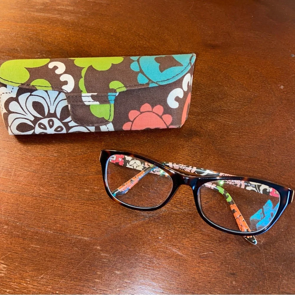 Vera Bradley prescription glasses and multi-color hard case classy traditional